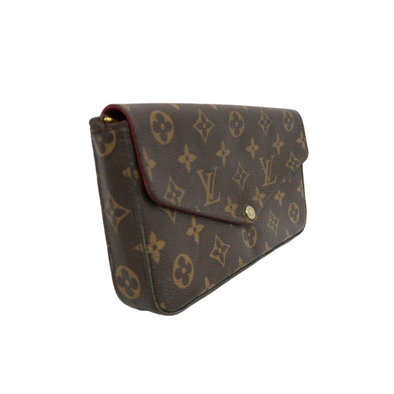 LOUIS VUITTON Félicie Pochette Monogram Canvas PVC Brown Gold Hardware With Card Holder & Pouch