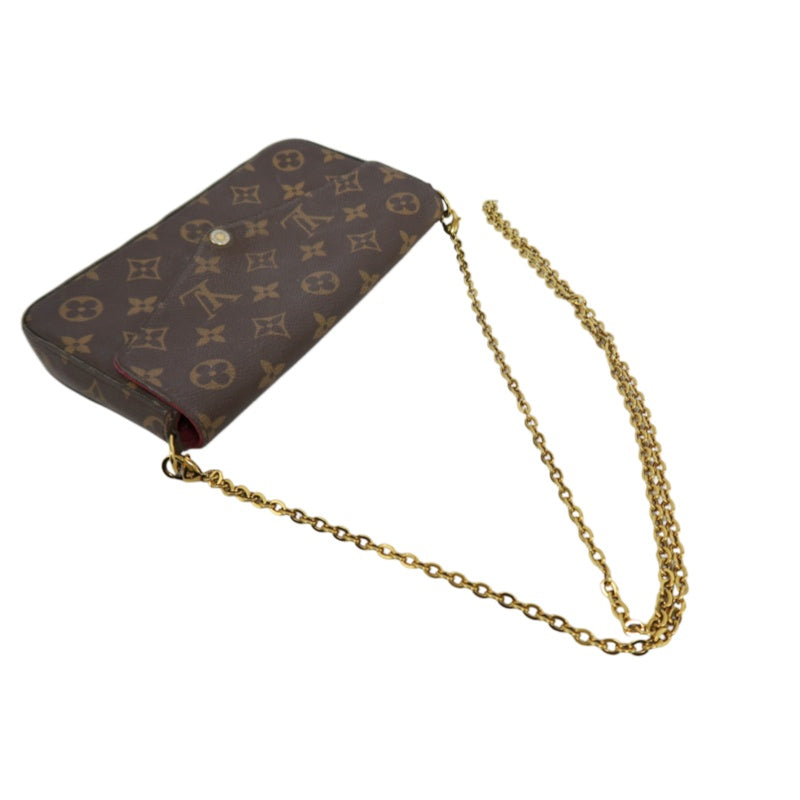 LOUIS VUITTON Félicie Pochette Monogram Canvas PVC Brown Gold Hardware With Card Holder & Pouch