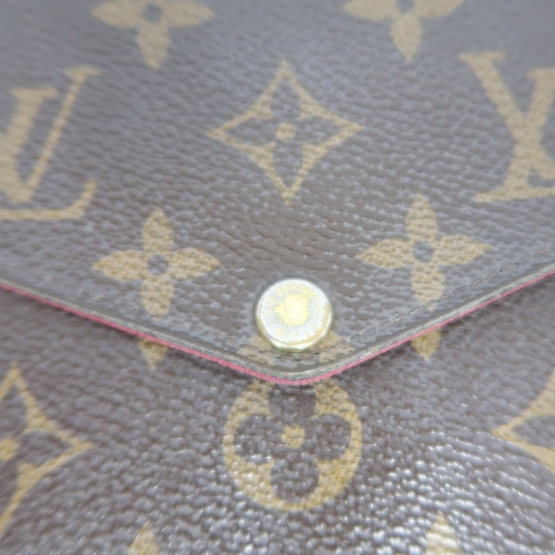 LOUIS VUITTON Félicie Pochette Monogram Canvas PVC Brown Gold Hardware With Card Holder & Pouch