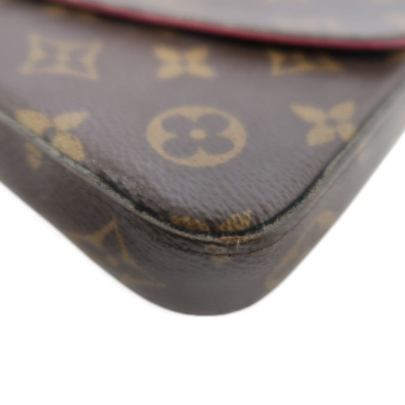 LOUIS VUITTON Félicie Pochette Monogram Canvas PVC Brown Gold Hardware With Card Holder & Pouch