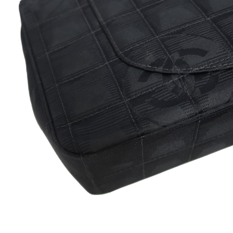 CHANEL New Travel Line CF Shoulder Bag Nylon Black Black Hardware