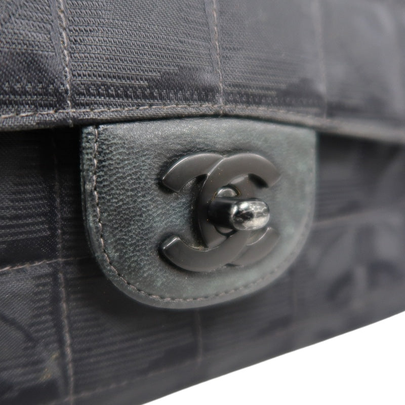 CHANEL New Travel Line CF Shoulder Bag Nylon Black Black Hardware
