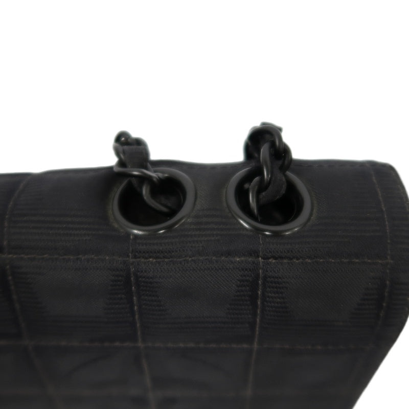 CHANEL New Travel Line CF Shoulder Bag Nylon Black Black Hardware