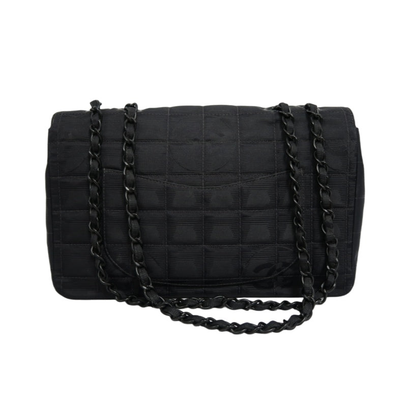 CHANEL New Travel Line CF Shoulder Bag Nylon Black Black Hardware