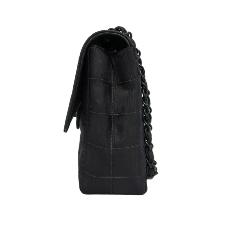 CHANEL New Travel Line CF Shoulder Bag Nylon Black Black Hardware