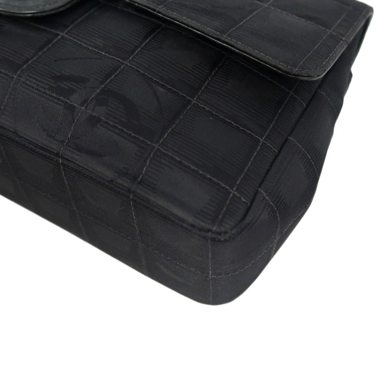 CHANEL New Travel Line CF Shoulder Bag Nylon Black Black Hardware
