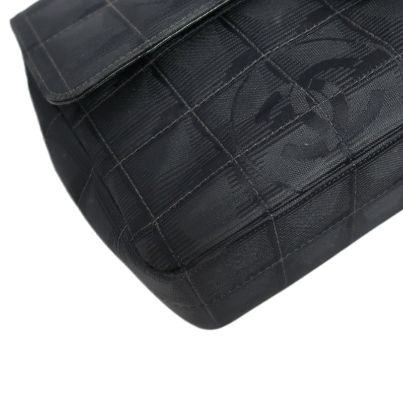 CHANEL New Travel Line CF Shoulder Bag Nylon Black Black Hardware