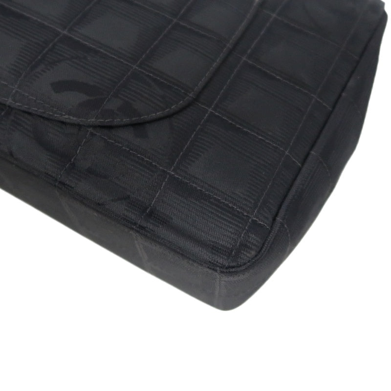 CHANEL New Travel Line CF Shoulder Bag Nylon Black Black Hardware