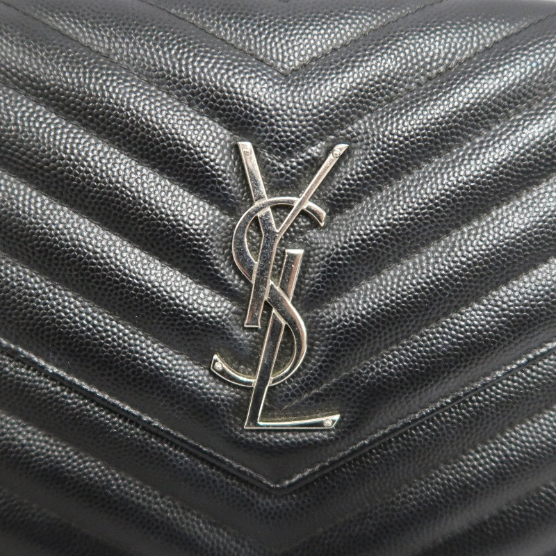 YSL Saint Laurent Cassandra V-stitch Shoulder Bag Calfskin Black Silver Hardware