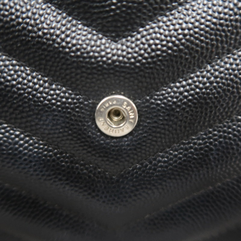 YSL Saint Laurent Cassandra V-stitch Shoulder Bag Calfskin Black Silver Hardware