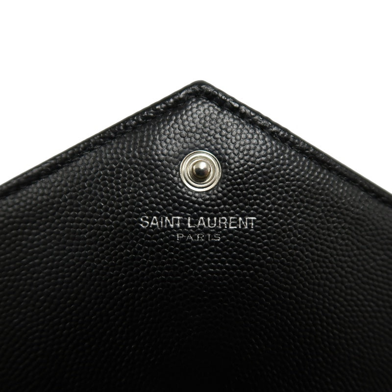 YSL Saint Laurent Cassandra V-stitch Shoulder Bag Calfskin Black Silver Hardware