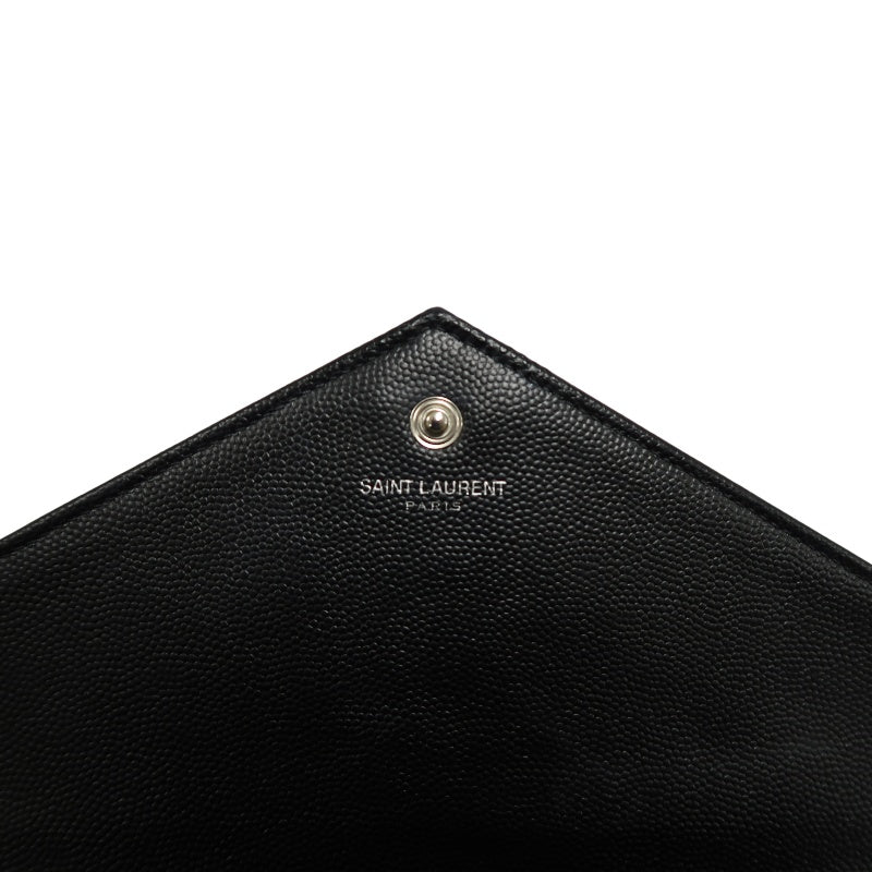 YSL Saint Laurent Cassandra V-stitch Shoulder Bag Calfskin Black Silver Hardware