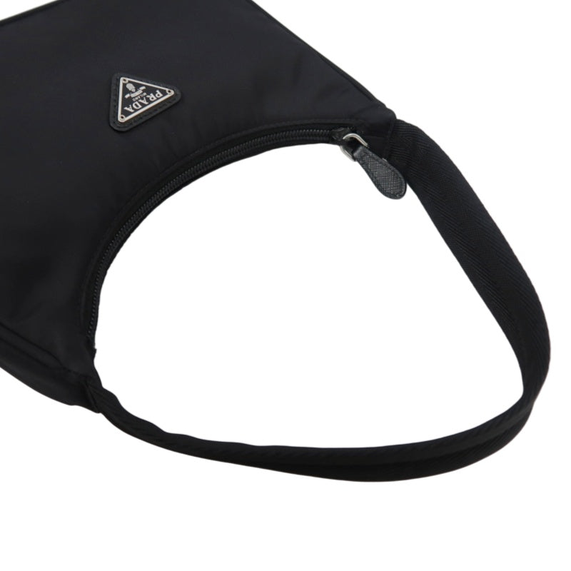 PRADA Re-Edition 2000 Hobo Handbag Nylon Black Silver Hardware