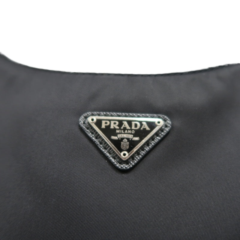 PRADA Re-Edition 2000 Hobo Handbag Nylon Black Silver Hardware