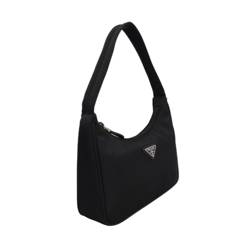 PRADA Re-Edition 2000 Hobo Handbag Nylon Black Silver Hardware