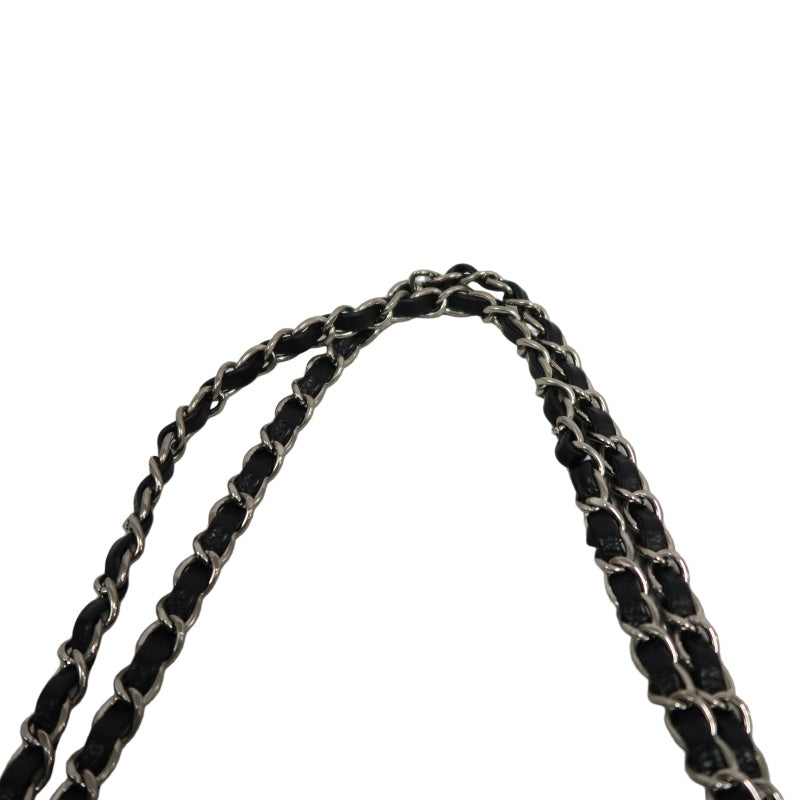 CHANEL Classic Flap Matelasse Shoulder Bag Caviar Leather Black Silver Hardware