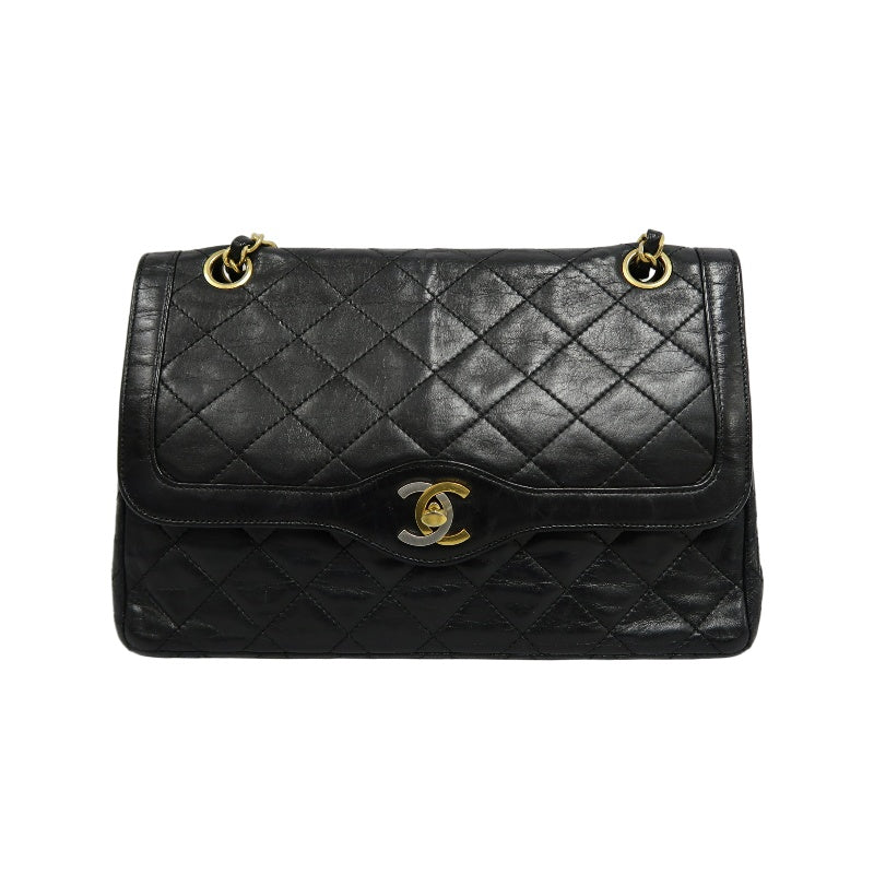 CHANEL Matelasse Paris Limited Edition Shoulder Bag Lambskin Black Gold Hardware