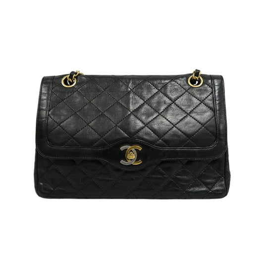 CHANEL Matelasse Paris Limited Edition Shoulder Bag Lambskin Black Gold Hardware