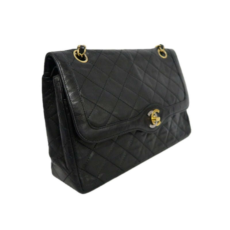 CHANEL Matelasse Paris Limited Edition Shoulder Bag Lambskin Black Gold Hardware