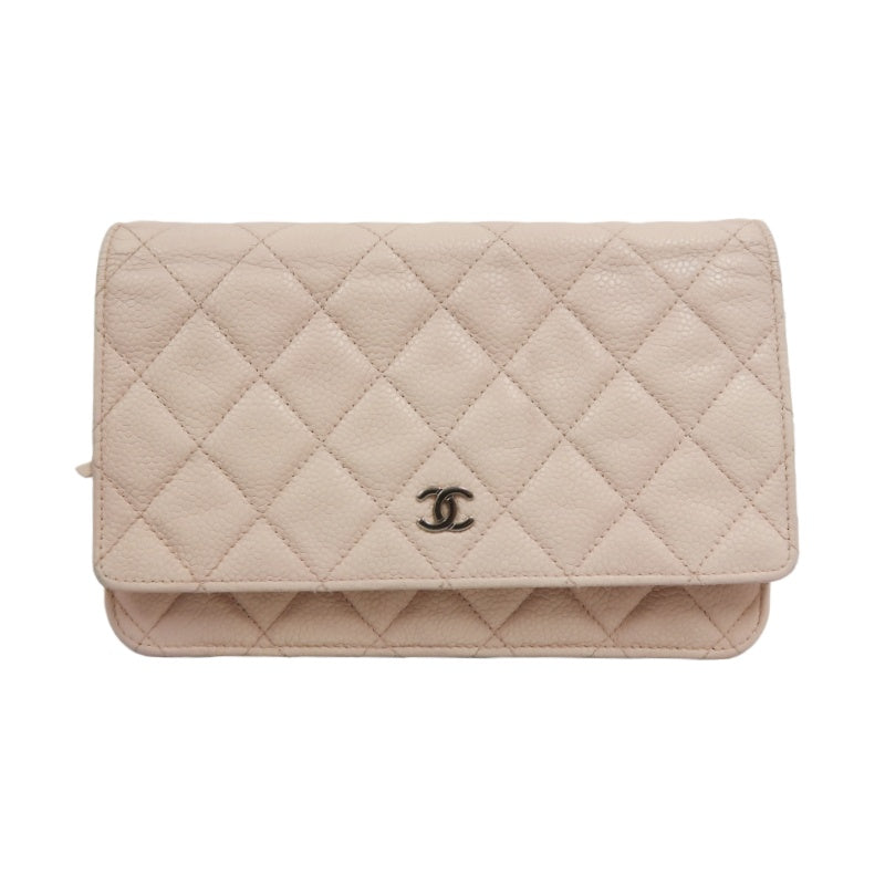 CHANEL Matelasse WOC Wallet On Chain Shoulder Bag Caviar Leather Pink Silver Hardware