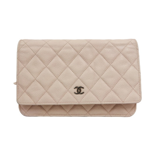 CHANEL Matelasse WOC Wallet On Chain Shoulder Bag Caviar Leather Pink Silver Hardware