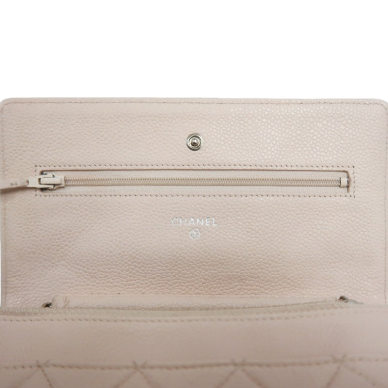 CHANEL Matelasse WOC Wallet On Chain Shoulder Bag Caviar Leather Pink Silver Hardware