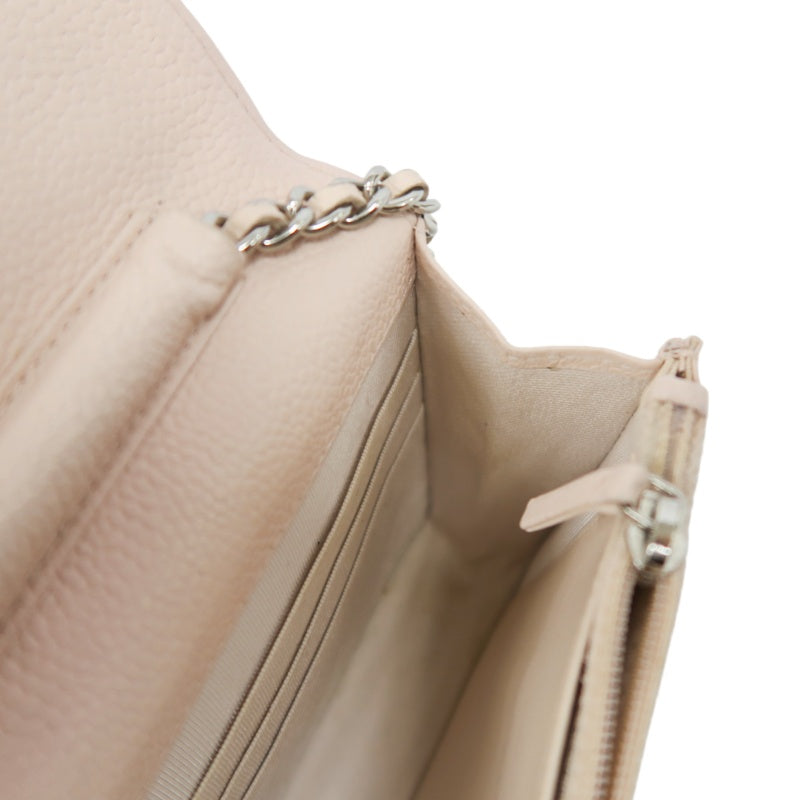 CHANEL Matelasse WOC Wallet On Chain Shoulder Bag Caviar Leather Pink Silver Hardware