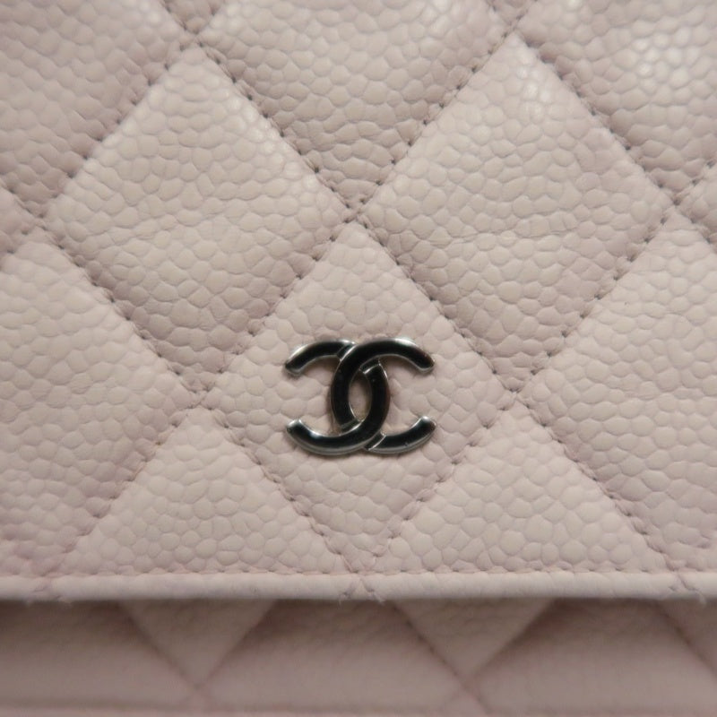 CHANEL Matelasse WOC Wallet On Chain Shoulder Bag Caviar Leather Pink Silver Hardware