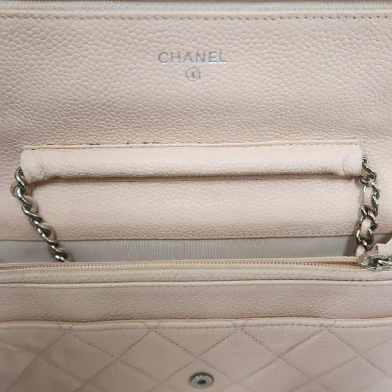CHANEL Matelasse WOC Wallet On Chain Shoulder Bag Caviar Leather Pink Silver Hardware
