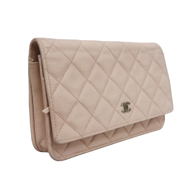 CHANEL Matelasse WOC Wallet On Chain Shoulder Bag Caviar Leather Pink Silver Hardware