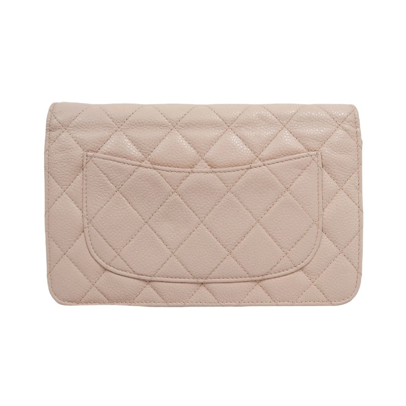 CHANEL Matelasse WOC Wallet On Chain Shoulder Bag Caviar Leather Pink Silver Hardware