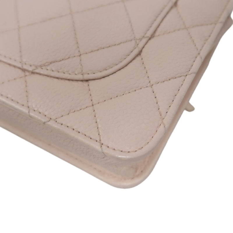CHANEL Matelasse WOC Wallet On Chain Shoulder Bag Caviar Leather Pink Silver Hardware