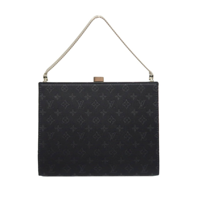 LOUIS VUITTON Anjou MM Handbag Monogram Satin Canvas Black Silver Hardware