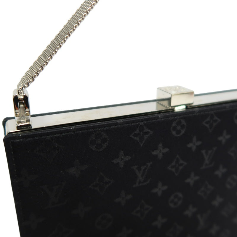 LOUIS VUITTON Anjou MM Handbag Monogram Satin Canvas Black Silver Hardware