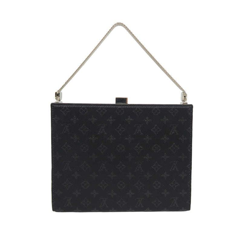 LOUIS VUITTON Anjou MM Handbag Monogram Satin Canvas Black Silver Hardware