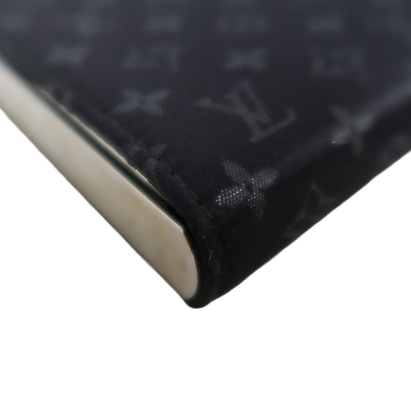 LOUIS VUITTON Anjou MM Handbag Monogram Satin Canvas Black Silver Hardware