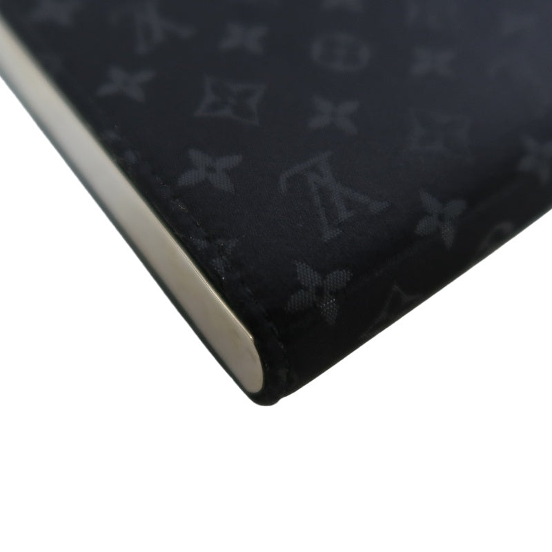 LOUIS VUITTON Anjou MM Handbag Monogram Satin Canvas Black Silver Hardware