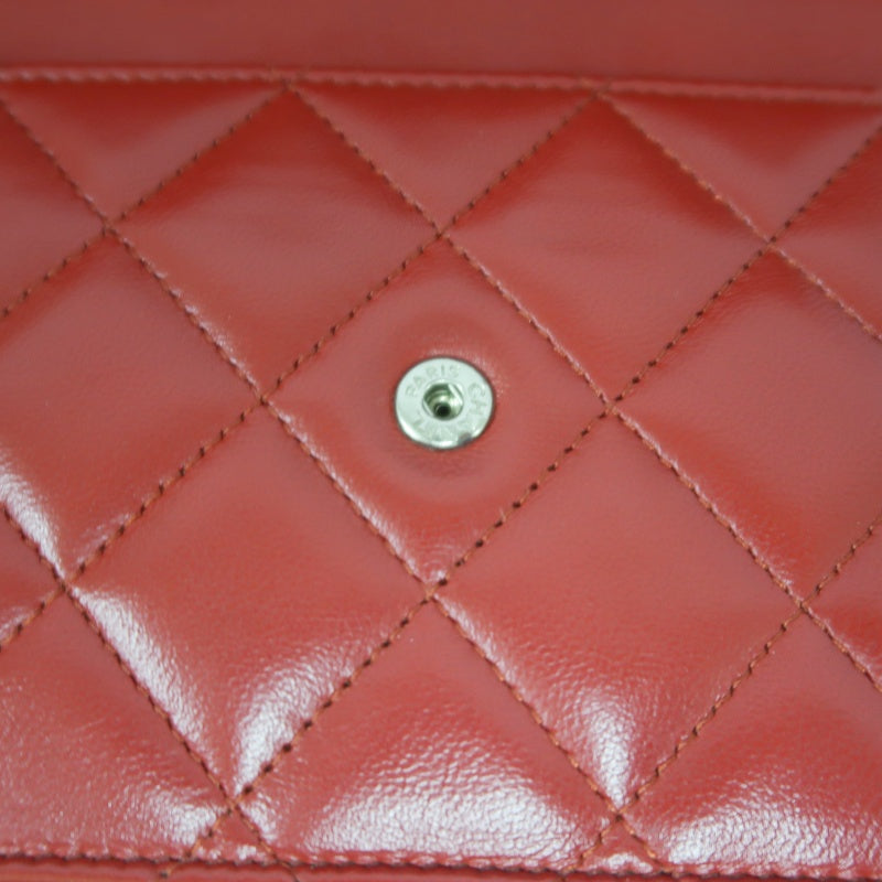 CHANEL Matelasse WOC Wallet On Chain Shoulder Bag Calfskin Red Silver Hardware