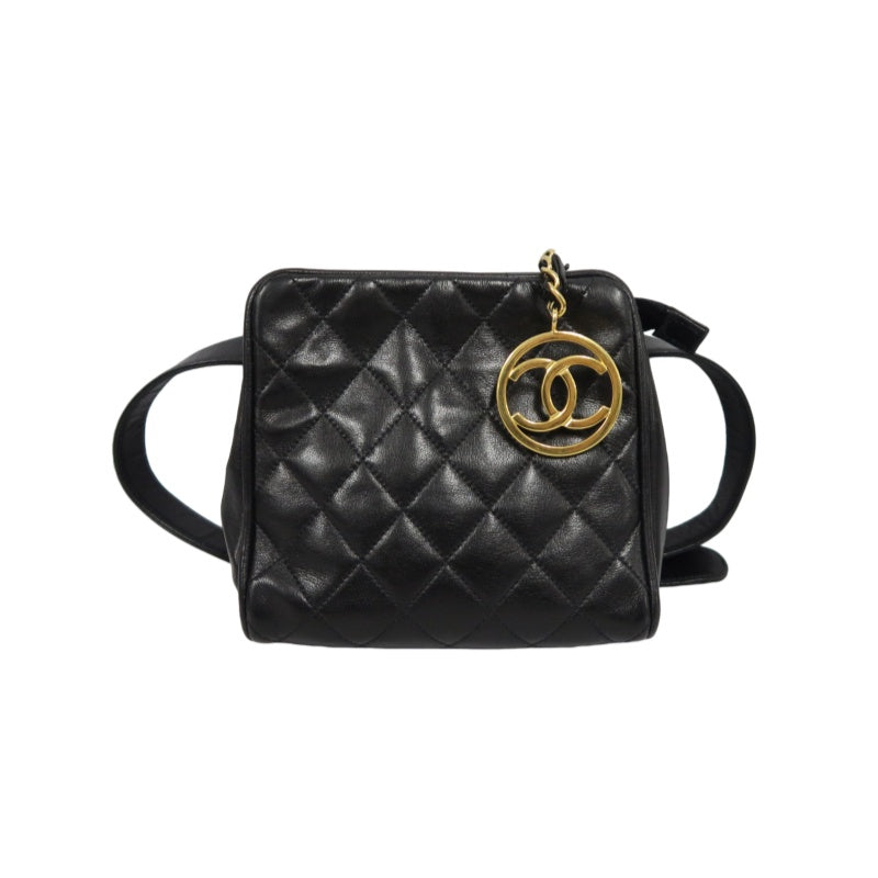 CHANEL Matelassé Shoulder Bag Lambskin Black Gold Hardware