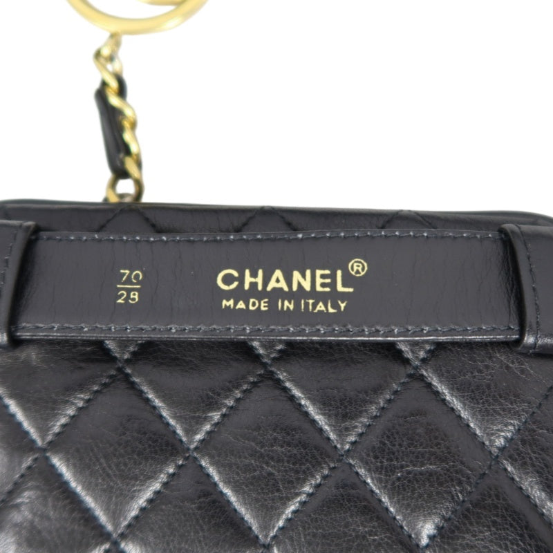 CHANEL Matelassé Shoulder Bag Lambskin Black Gold Hardware