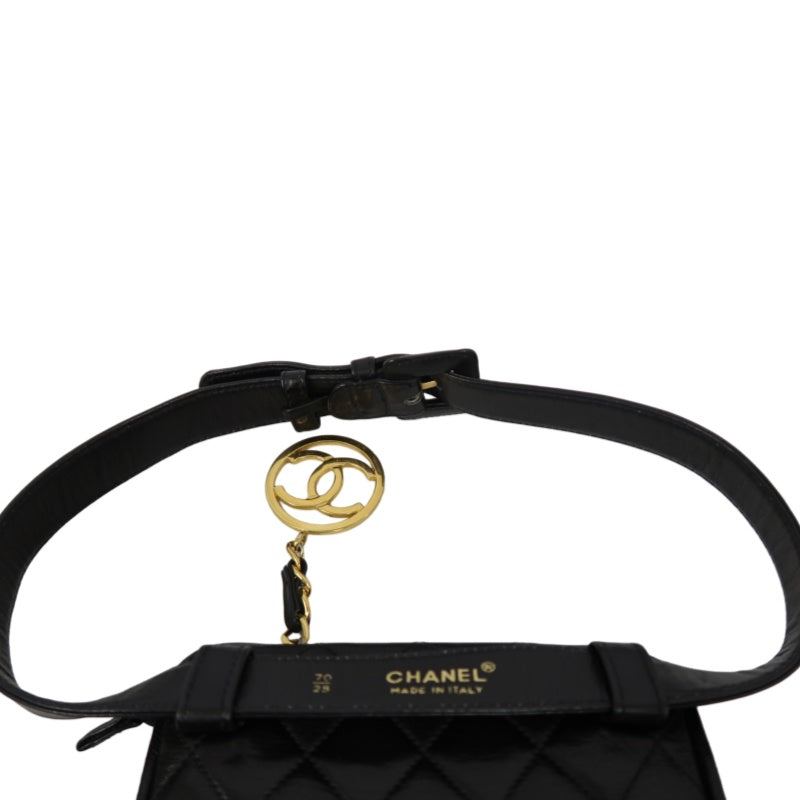 CHANEL Matelassé Shoulder Bag Lambskin Black Gold Hardware