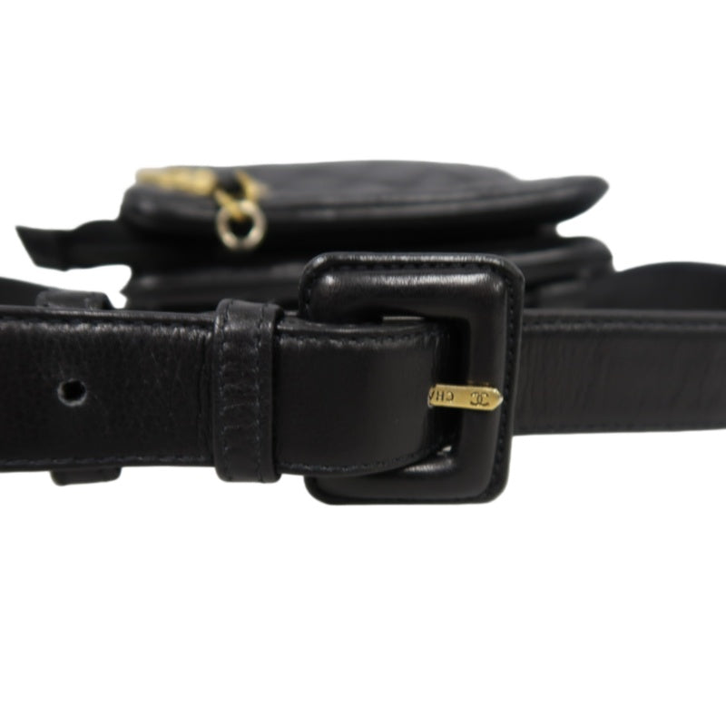 CHANEL Matelassé Shoulder Bag Lambskin Black Gold Hardware