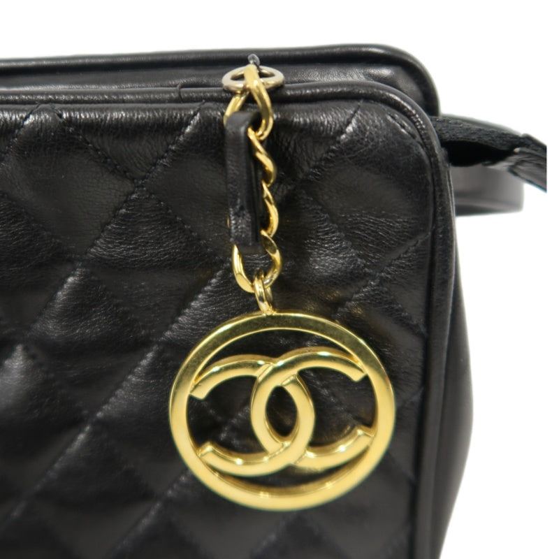 CHANEL Matelassé Shoulder Bag Lambskin Black Gold Hardware