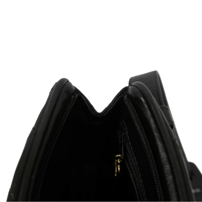 CHANEL Matelassé Shoulder Bag Lambskin Black Gold Hardware