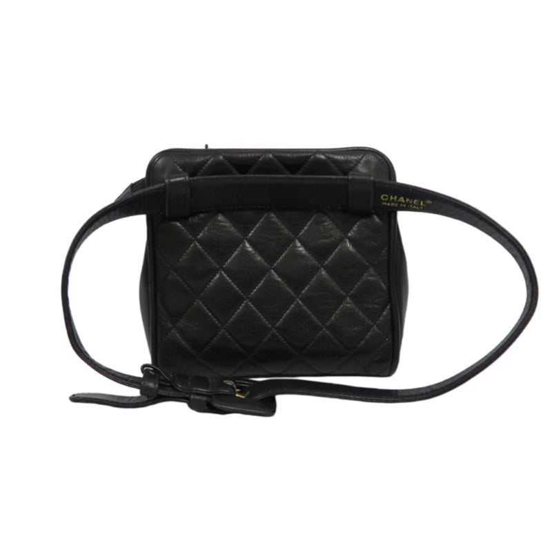 CHANEL Matelassé Shoulder Bag Lambskin Black Gold Hardware