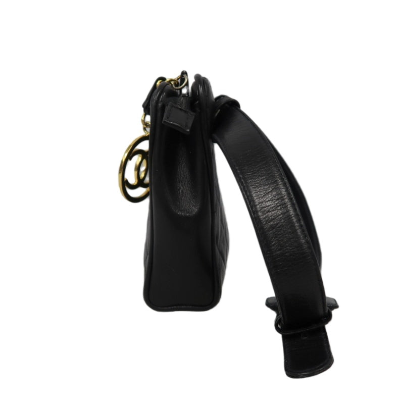 CHANEL Matelassé Shoulder Bag Lambskin Black Gold Hardware