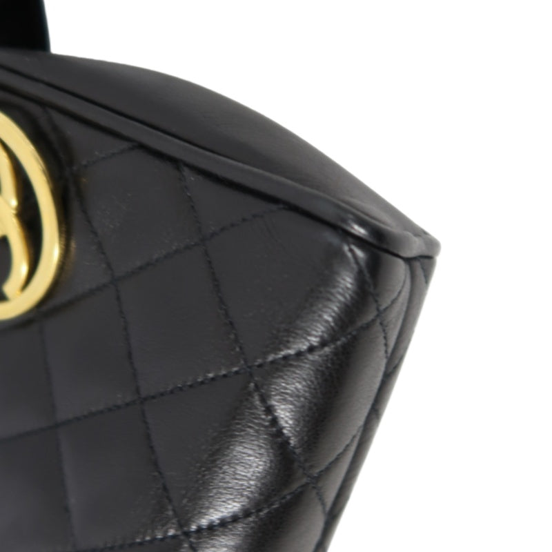 CHANEL Matelassé Shoulder Bag Lambskin Black Gold Hardware