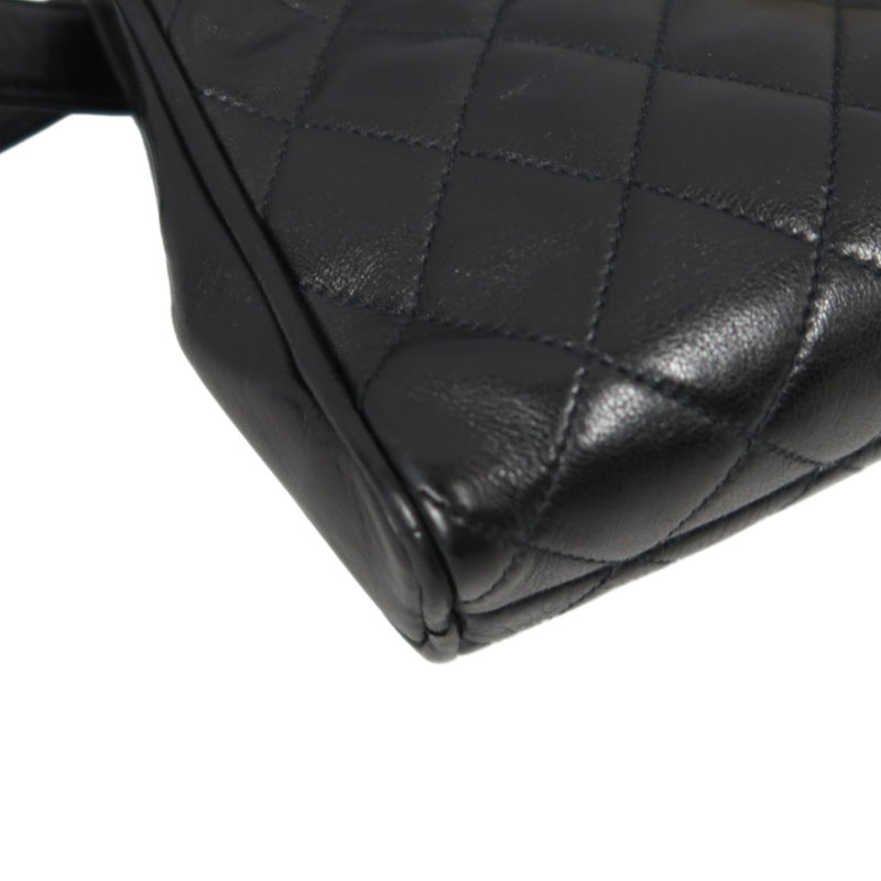CHANEL Matelassé Shoulder Bag Lambskin Black Gold Hardware