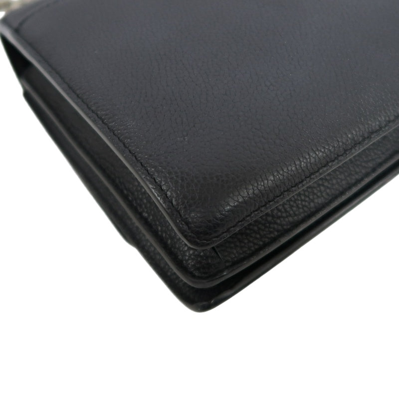 YSL Saint Laurent Sunset Shoulder Bag Calfskin Black Silver Hardware