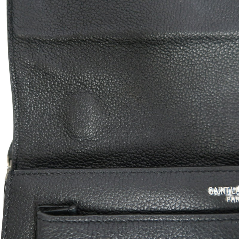 YSL Saint Laurent Sunset Shoulder Bag Calfskin Black Silver Hardware